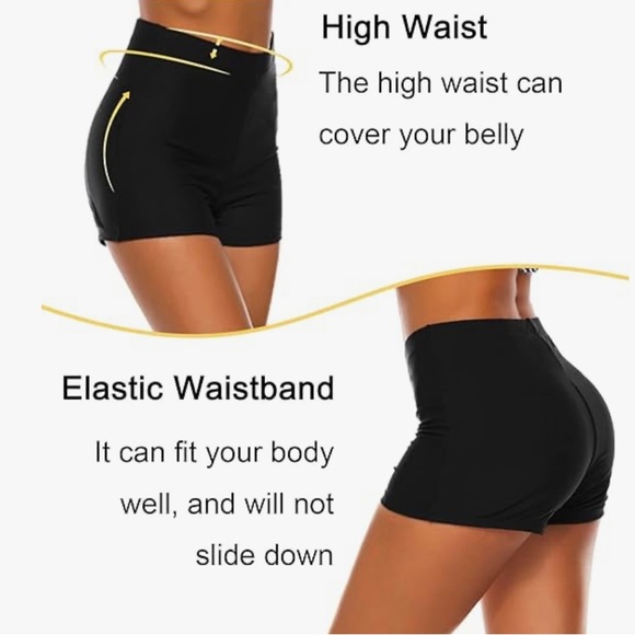 Tournesol Swim Shorts High Waisted Bathing Suit Bottoms Swimsuit Boy Shorts - Picture 5 of 12